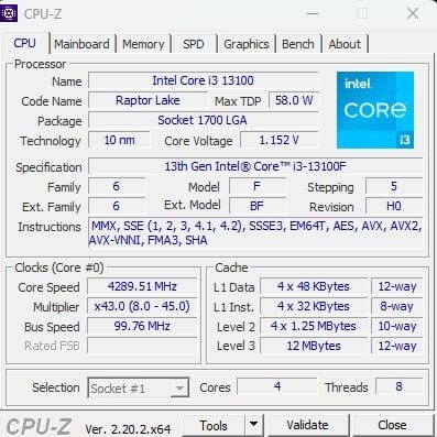 Intel core I3 13100f